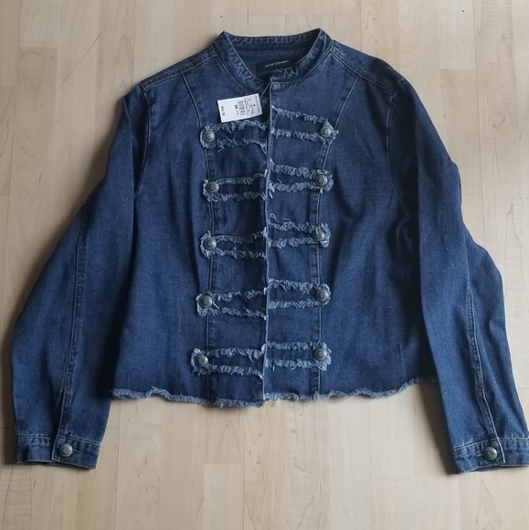 Sz 18/20 Ashley Stewart Military Jean Jacket - Picture 1 of 15
